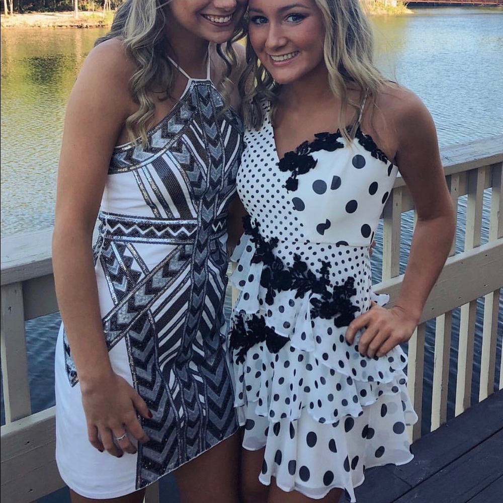 BCBG Black and white polka dot dress!